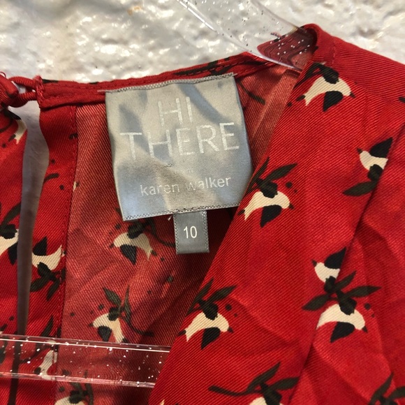 Anthropologie x Hi There by Karen‎ Walker Red Floral Dress Sz. 10 - Picture 4 of 7